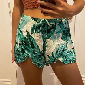 Flowy palm leaf shorts